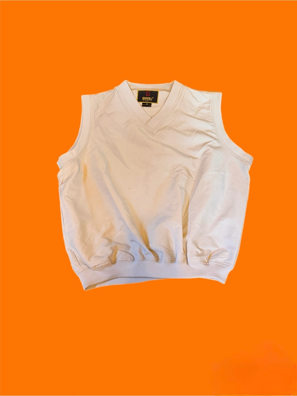 Baru Sports White V-Neck Sleeveless Sweater Vest